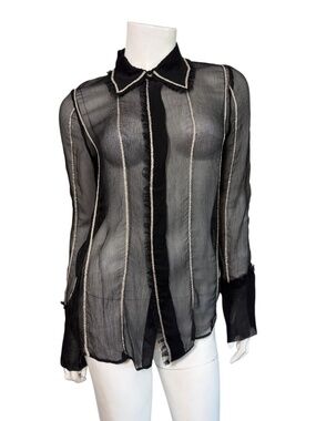 Jupe by Jackie Sheer Top in Black/Silver Size 2